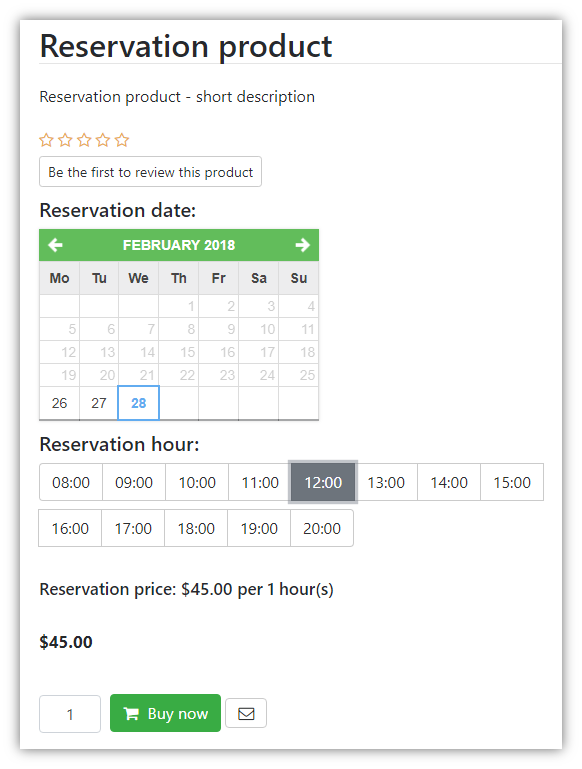 Reservation Product in GrandNode