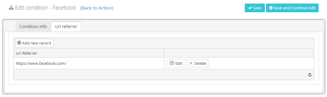 Second tab from customer tags conditions
