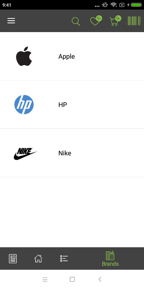 Brands page